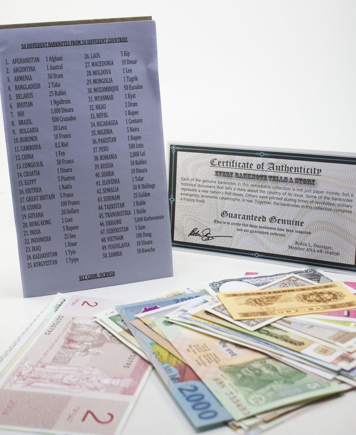 World Collectible Set 50 UNC from 50 Different countries with List Certification