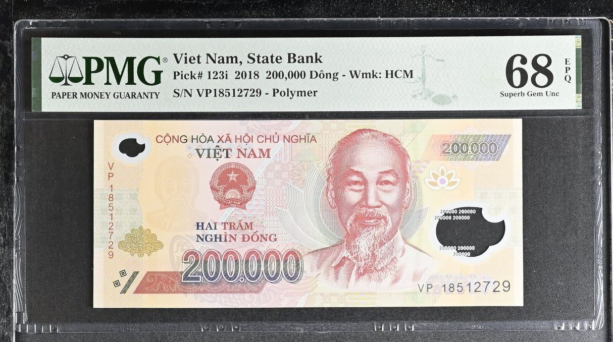 Vietnam 200000 Dong 2018 P 123 i Superb Gem UNC PMG 68 EPQ