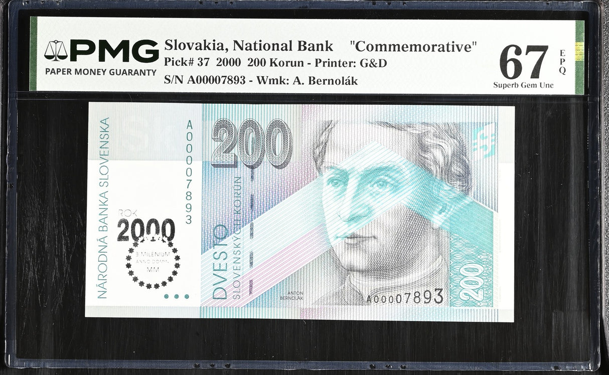 Slovakia 200 Korun 2000 P 37 Commemorative Superb Gem UNC PMG 67 EPQ TOP POP