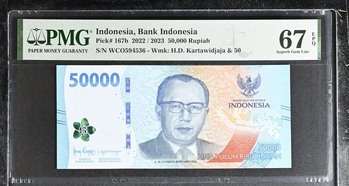 Indonesia 50000 Rupiah 2022 / 2023 P 167 b Superb Gem UNC PMG 67 EPQ