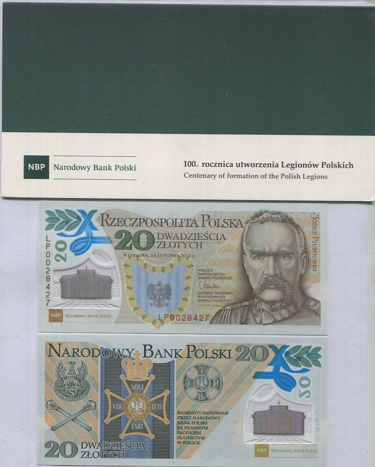 Poland 20 Zlotych 2014 P 187 a Polymer Commemorative UNC With Folder