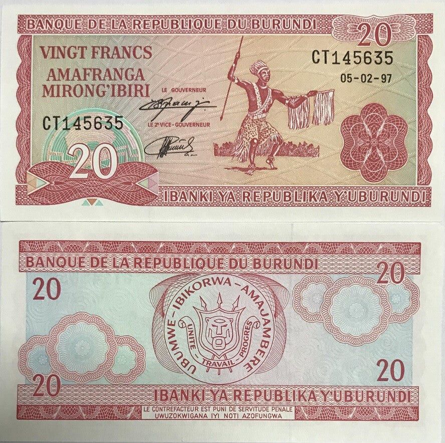 Burundi 20 Francs 1997 P 27 d UNC
