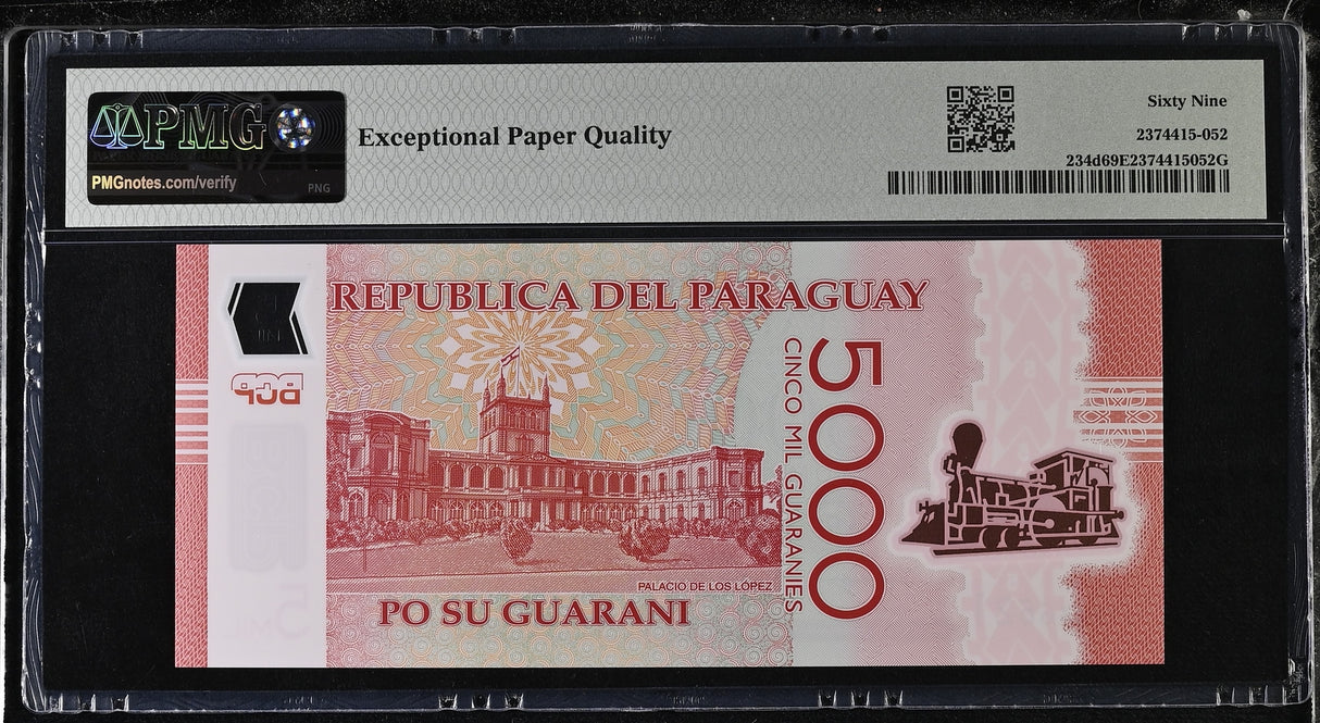 Paraguay 5000 Guaranies 2022 P 234 d Superb Gem UNC PMG 69 EPQ TOP POP