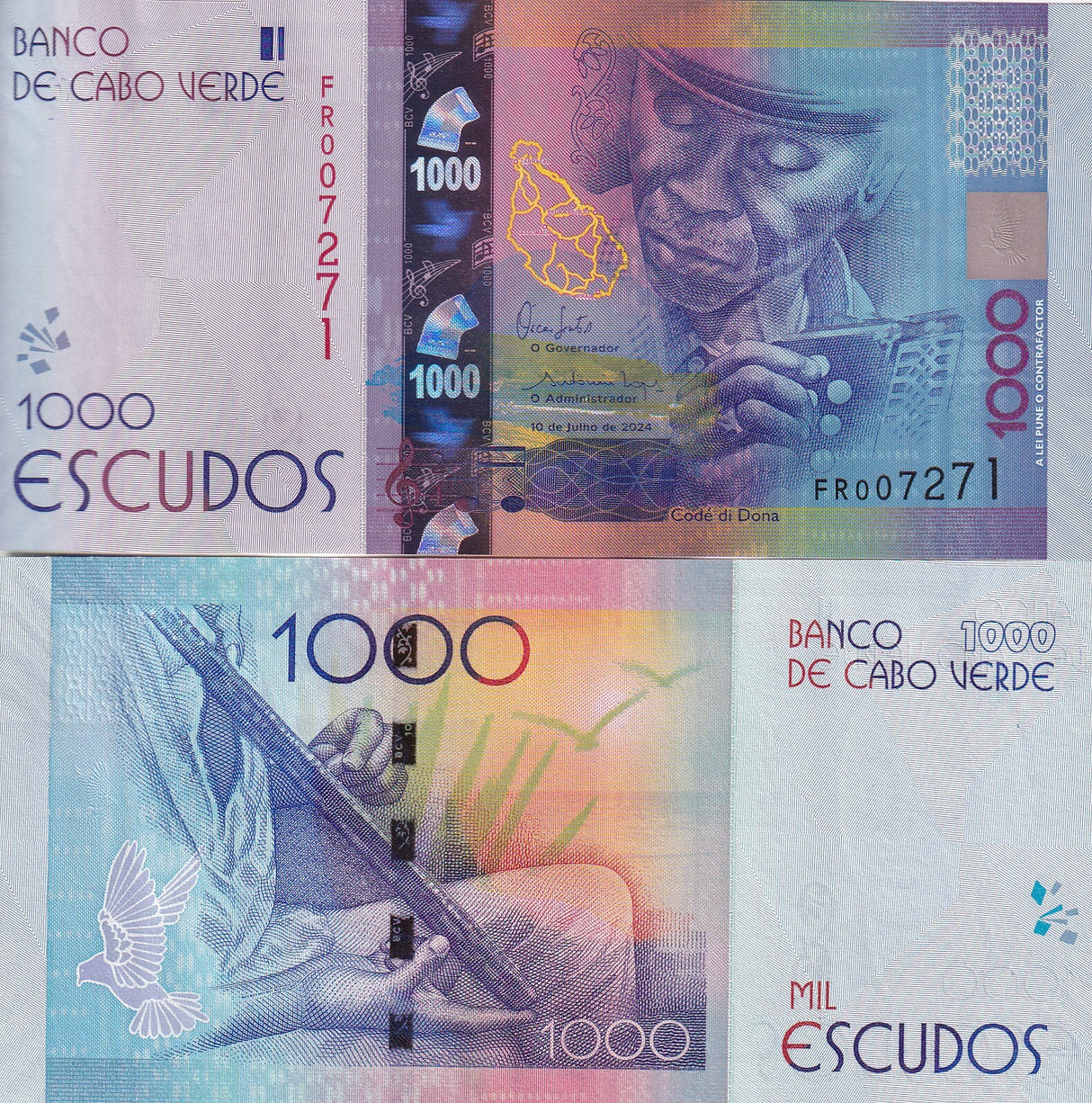 Cape Verde 1000 Escudos 2024 / 2025 MAP P New Security sign UNC