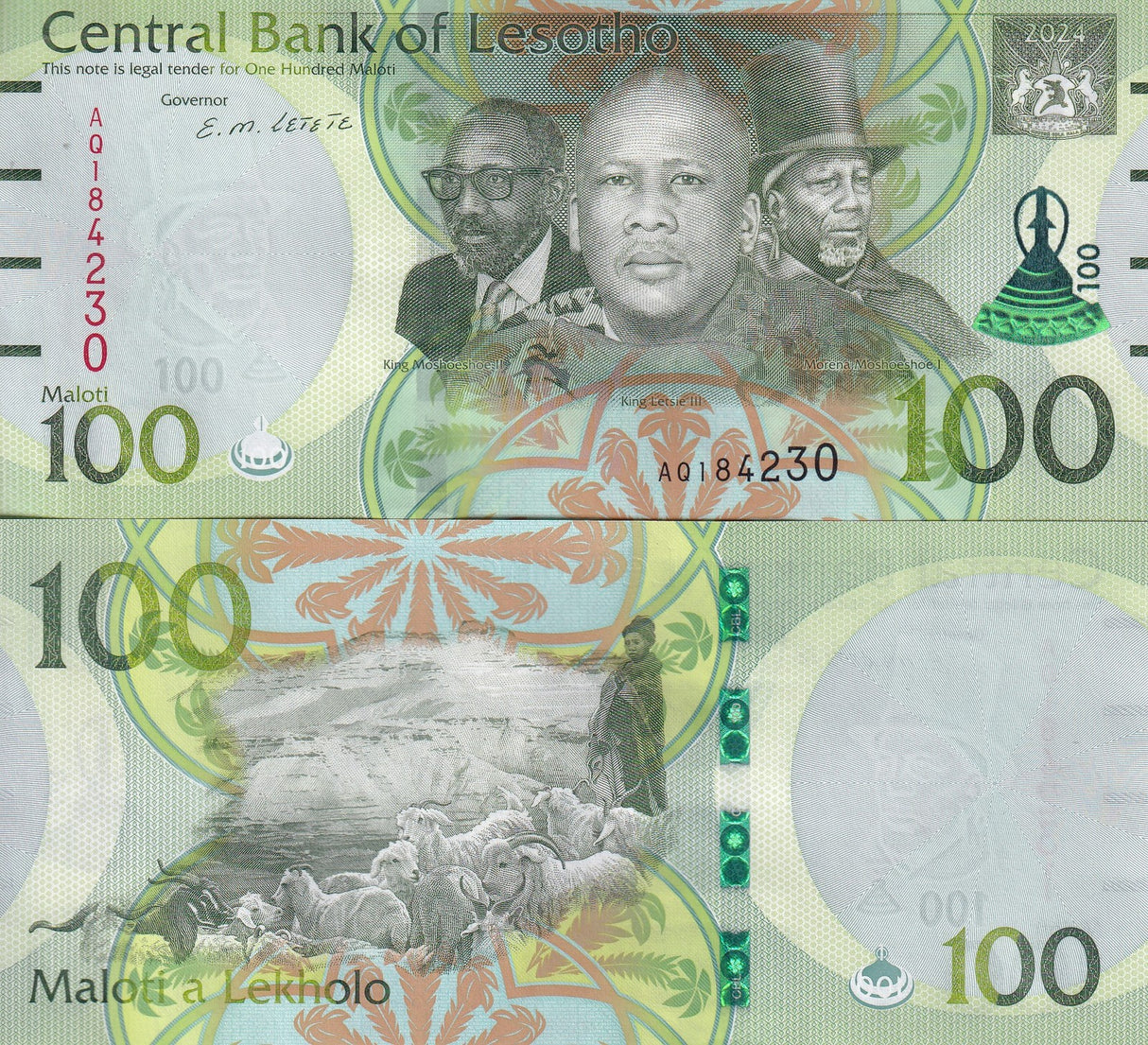 Lesotho 100 Maloti 2024 2025 P New UNC