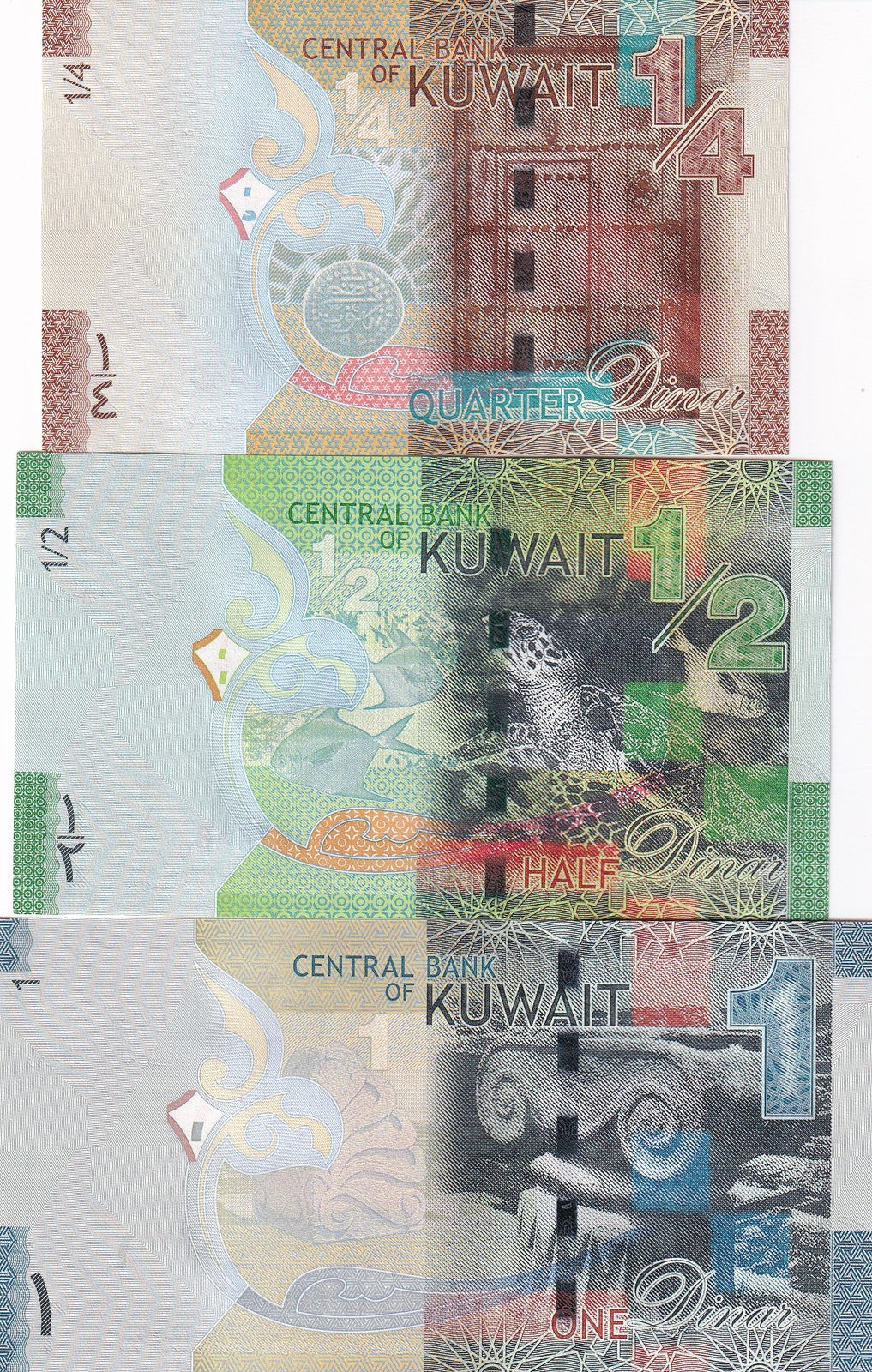 Kuwait Set 3 Pcs 1/2 1/4 1 Dinar ND 2014 Random Sign P 29 30 31 UNC