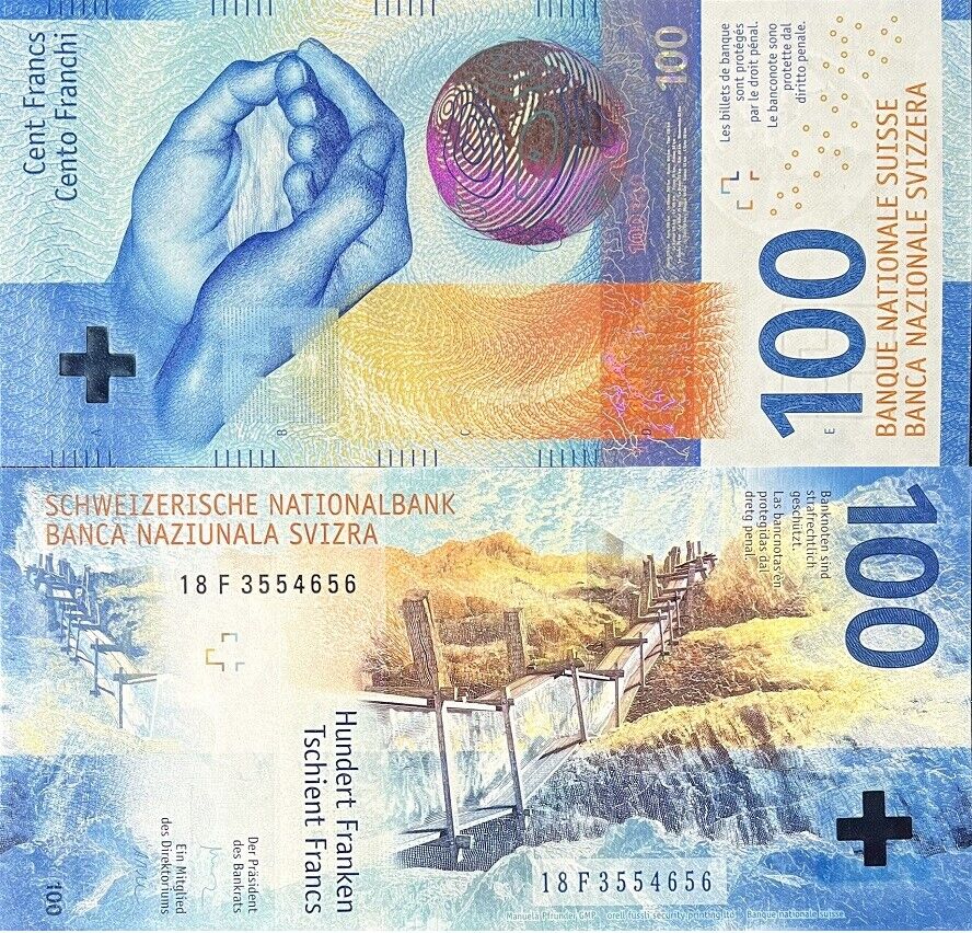 Switzerland 100 Franken 2018 P 77A Sign Studer & Maechler UNC