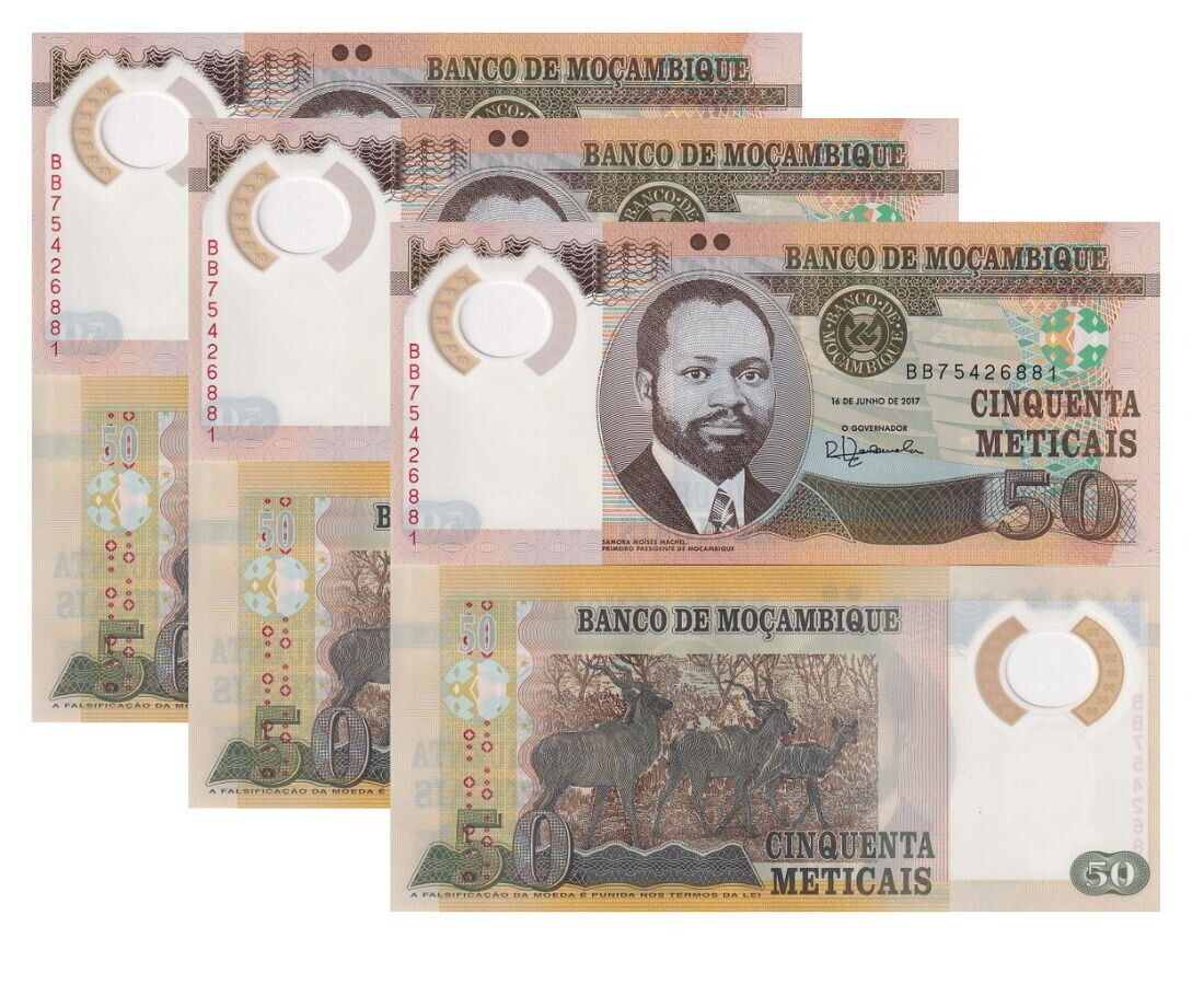 Mozambique 50 Meticais 2017 P 150 b Polymer UNC LOT 3 PCS
