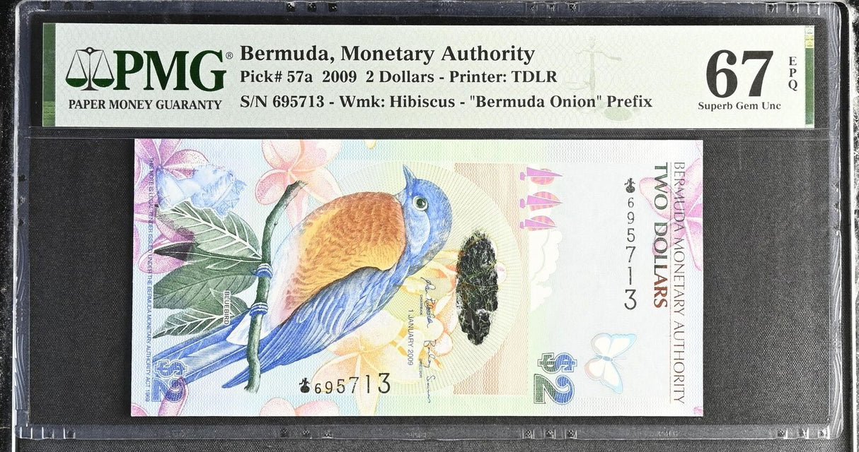 Bermuda 2 Dollars 2009 P 57 a Superb Gem UNC PMG 67 EPQ