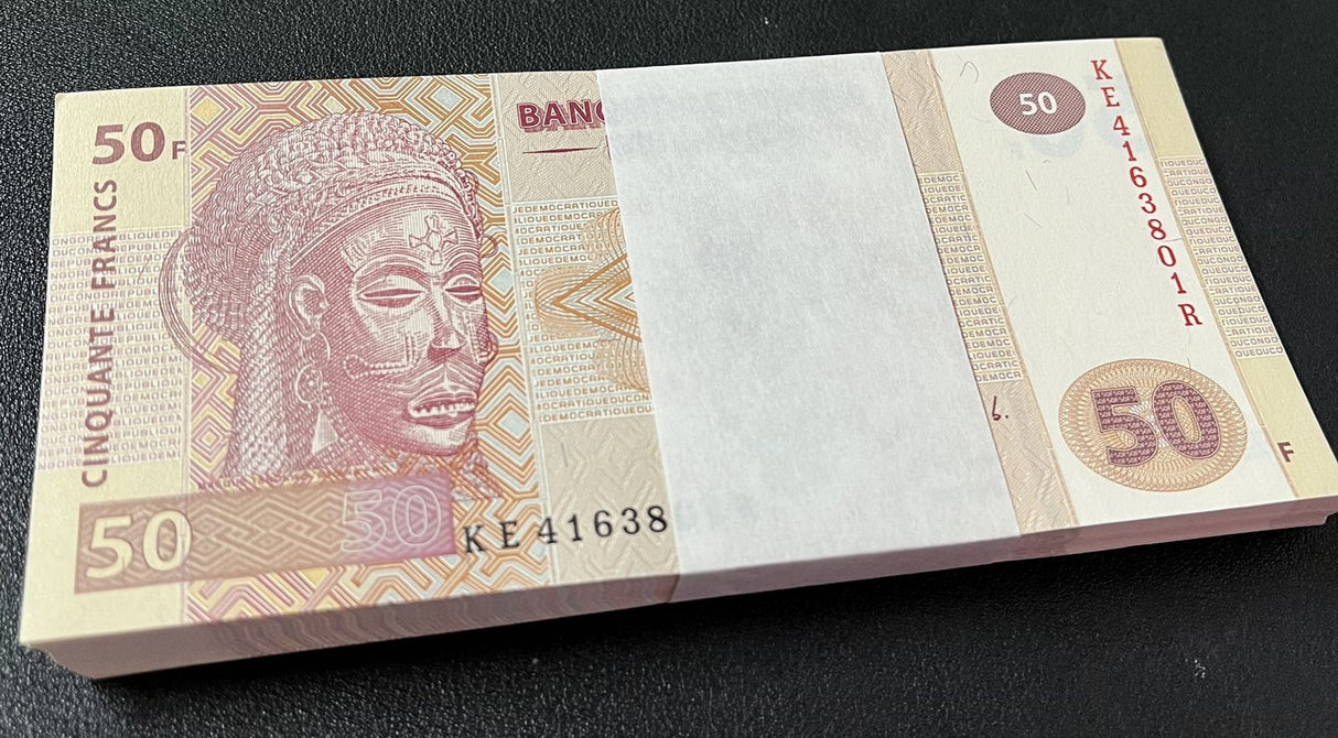 Congo 50 Francs 2020 P 97 c UNC LOT 100 PCS 1 Bundle