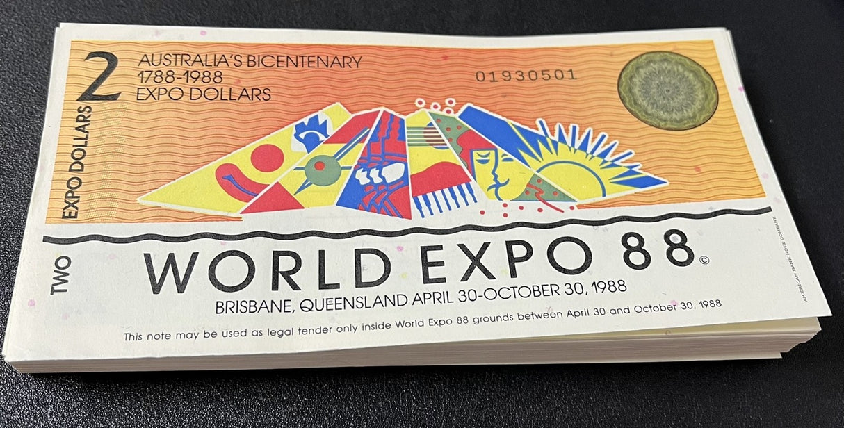 Australia 2 WORLD EXPO 1988 Bicentenary 1788-1988 Brisbane Queensland LOT 100UNC