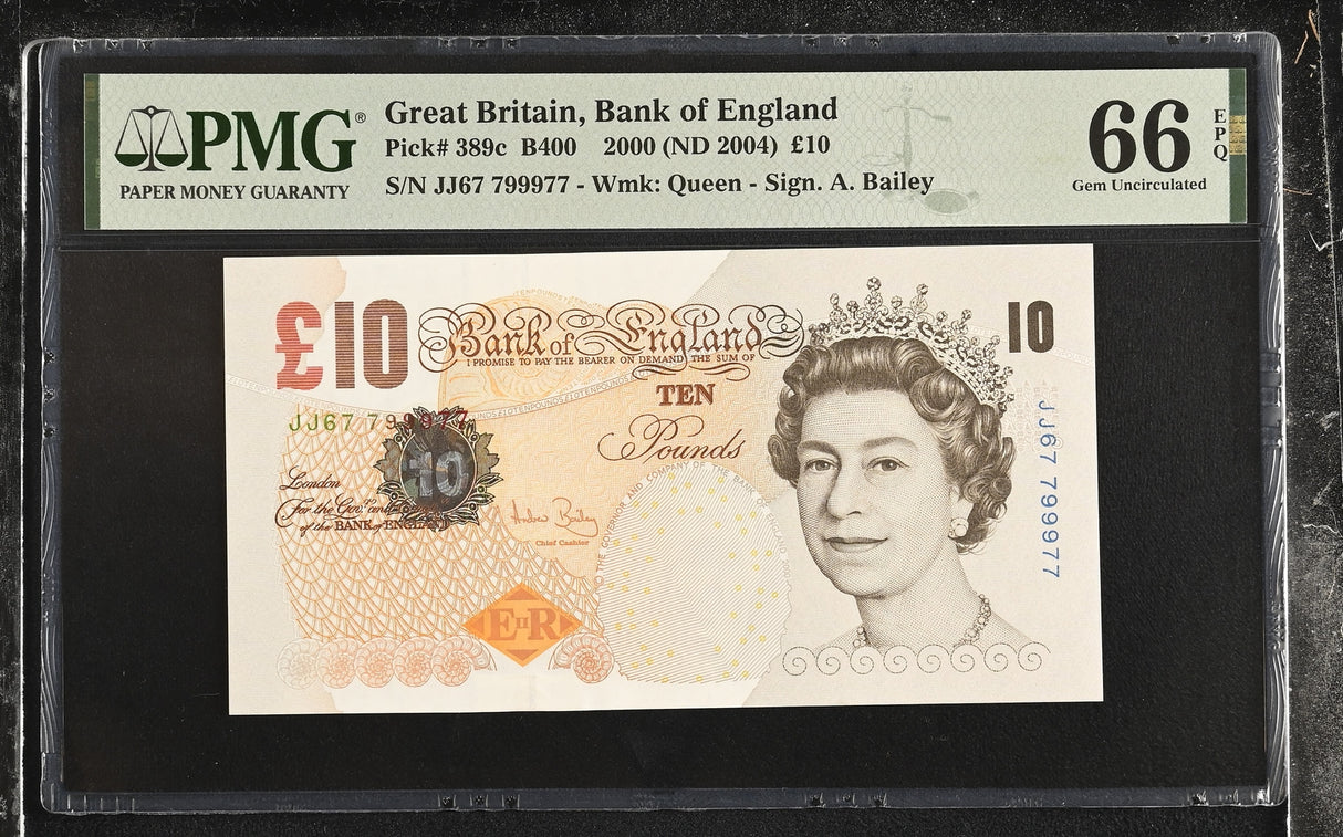 Great Britain 10 Pounds 2000 ND 2004 P 389 c Gem UNC PMG 66 EPQ