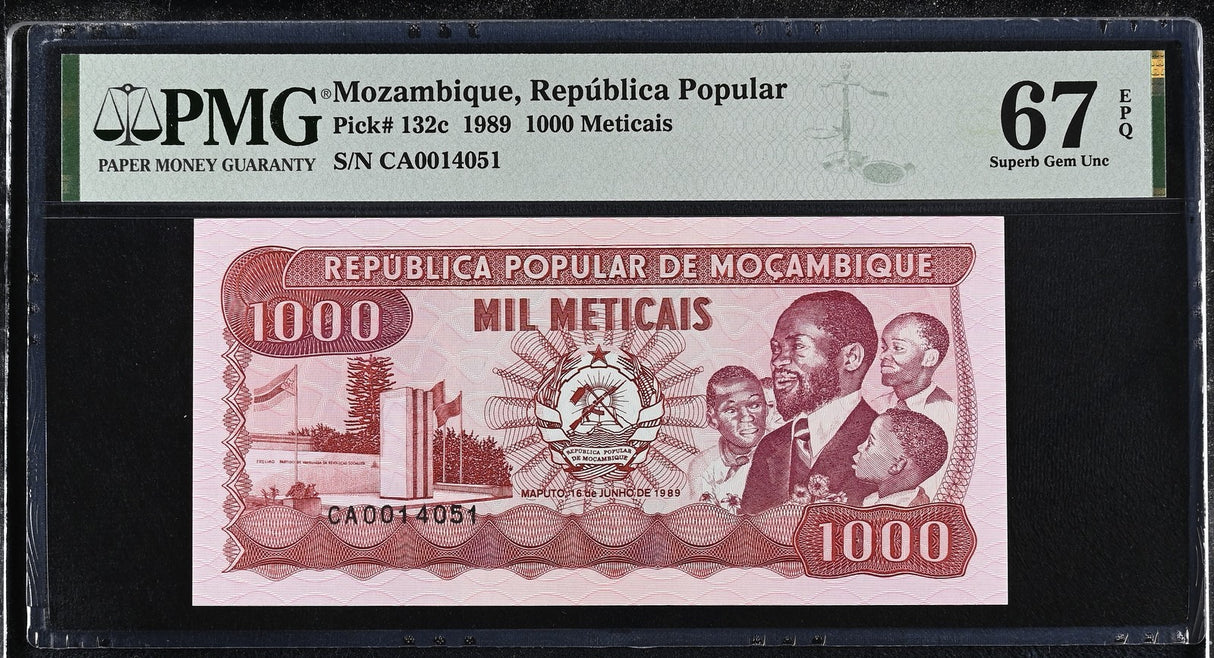 Mozambique 1000 Meticais 1989 P 132 c Superb Gem UNC PMG 67 EPQ TOP POP