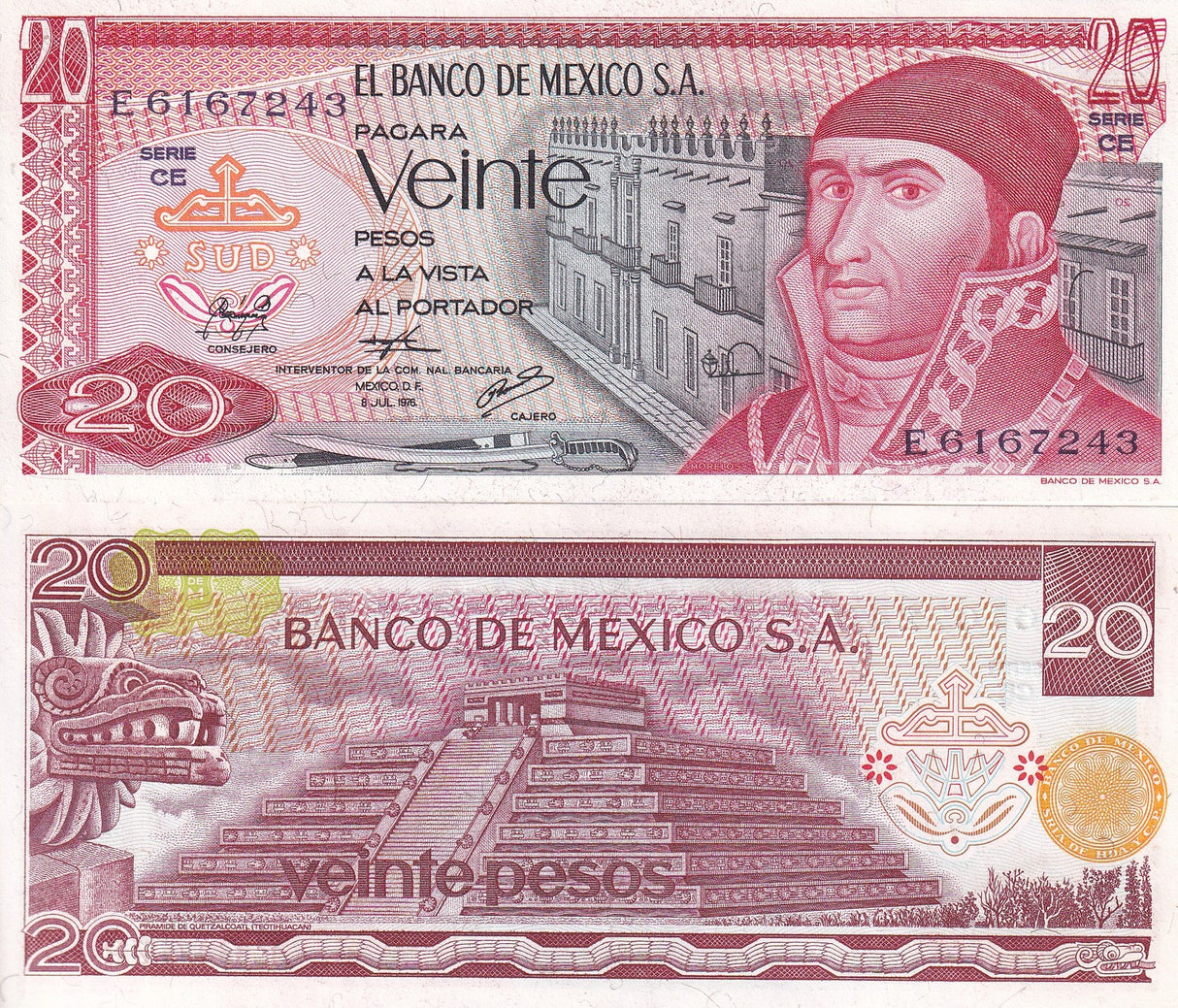 Mexico 20 Pesos 1976 P 64 c UNC
