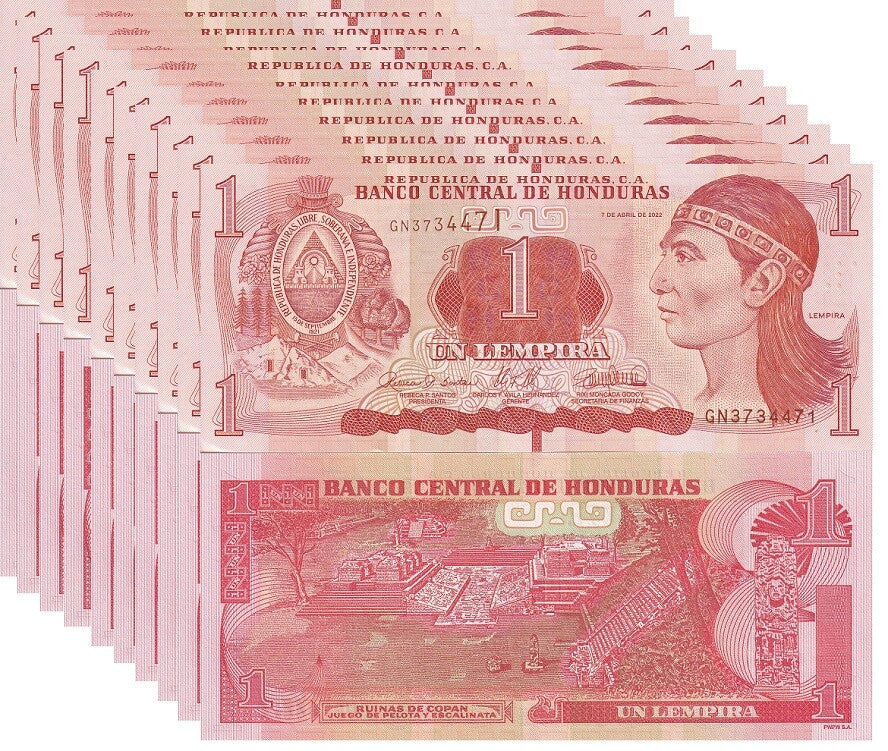 Honduras 1 Lempira 2022 P 96 UNC e LOT 10 PCS