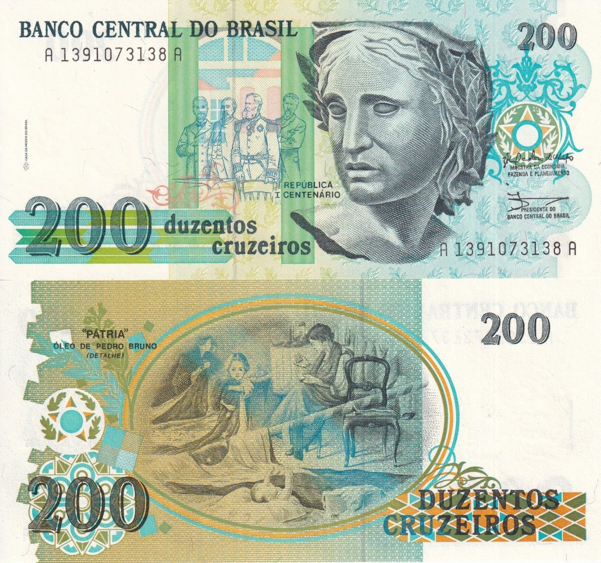 Brazil 200 Cruzeiros P 229 UNC