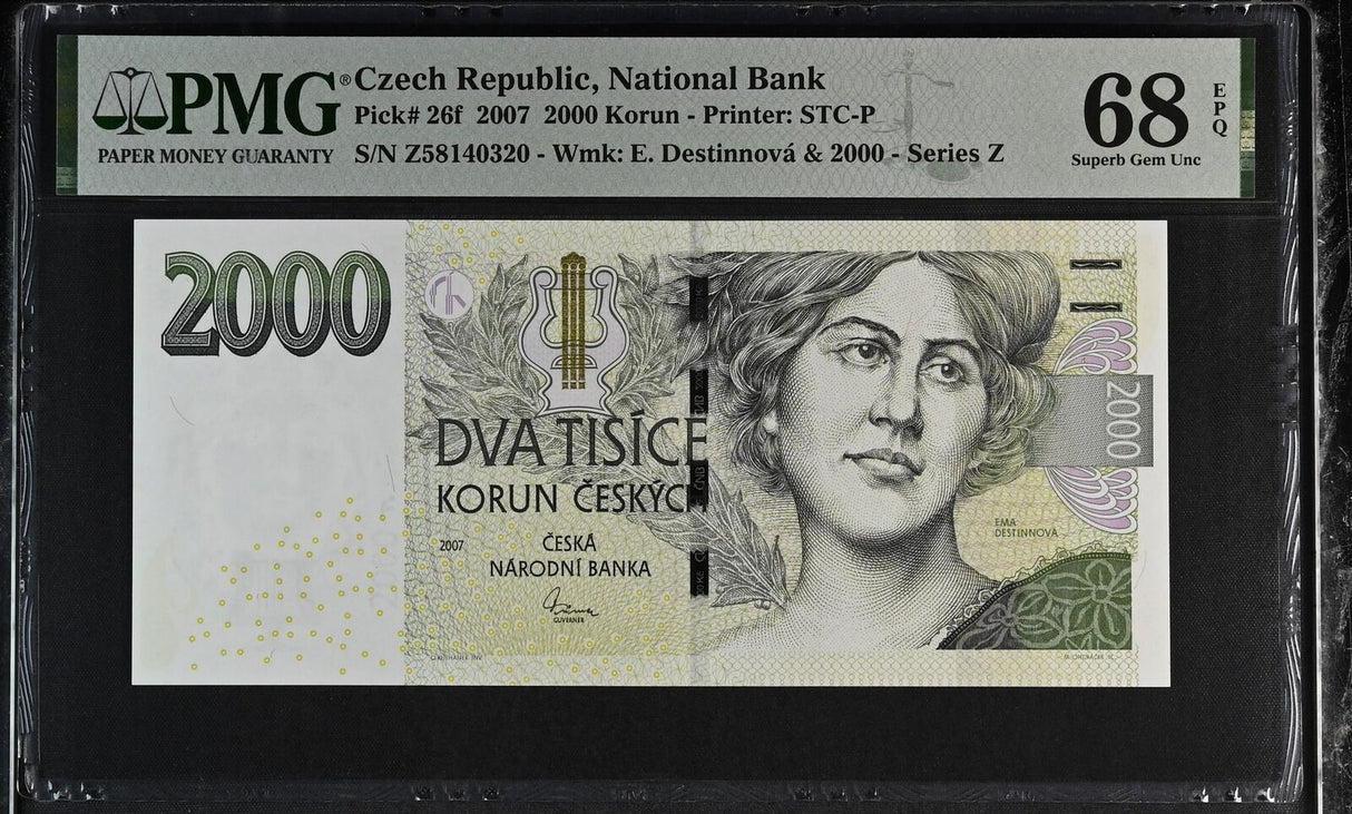 Czech Republic 2000 Korun 2007 P 26 f Superb Gem UNC PMG 68 EPQ