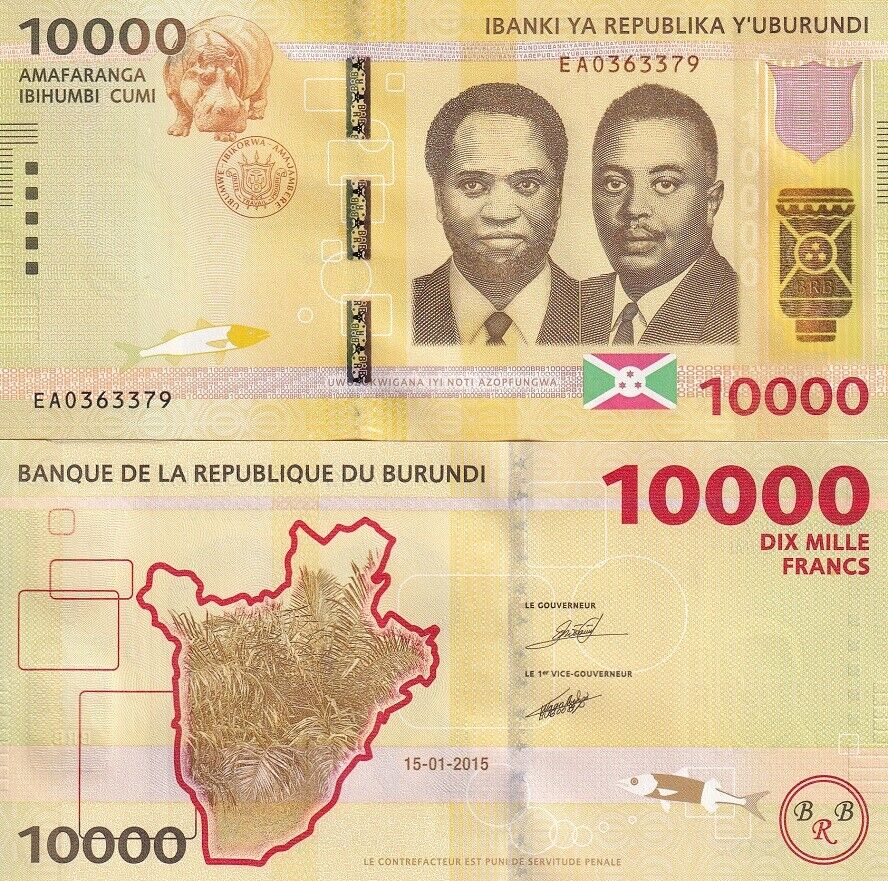 Burundi 10000 Francs 2015 P 54 UNC