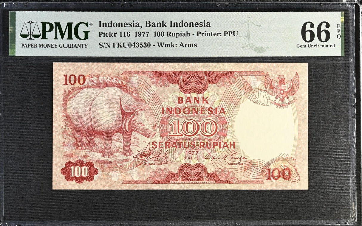 Indonesia 100 Rupiah 1977 P 116 Gem UNC PMG 66 EPQ