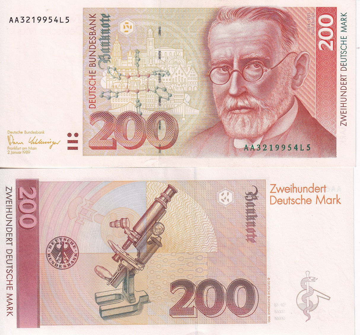 Germany Federal Republic 200 Deutsche Mark 1989 P 42 AUnc