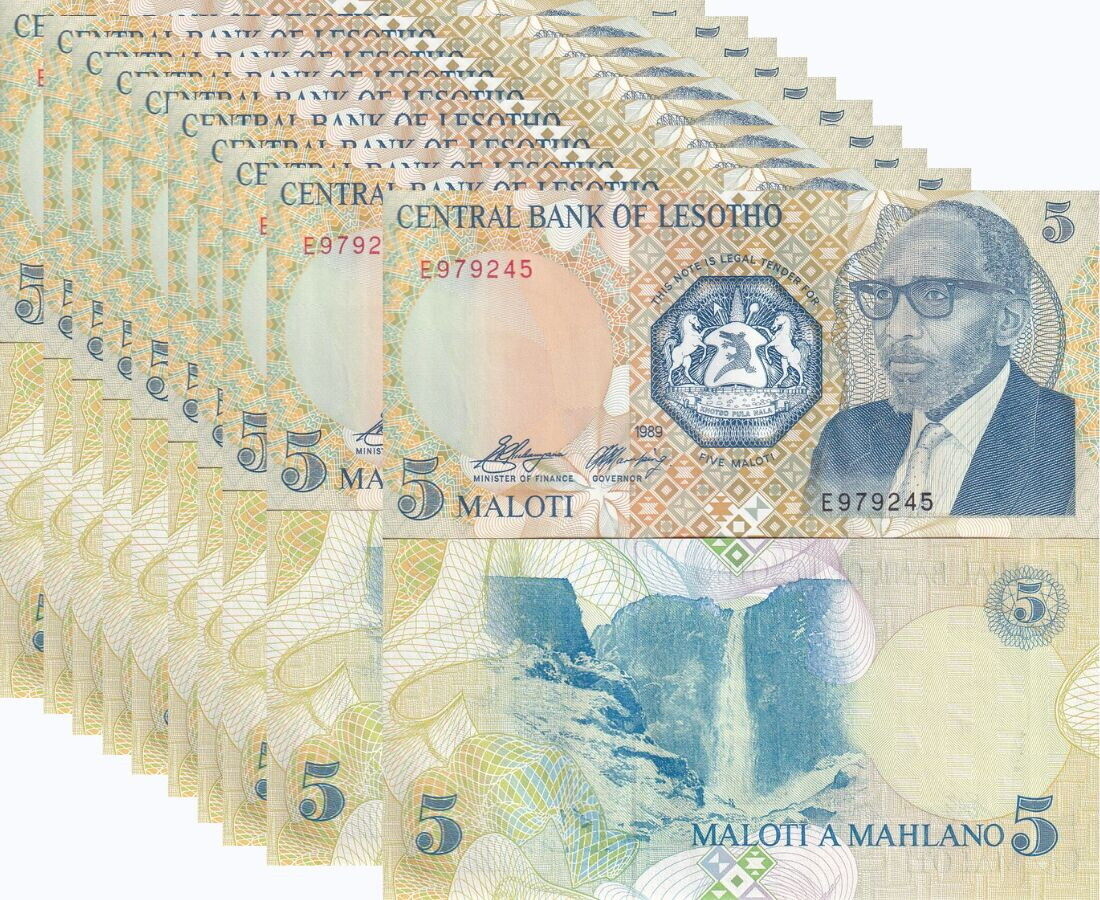Lesotho 5 Maloti 1989 P 10 UNC LOT 10 PCS