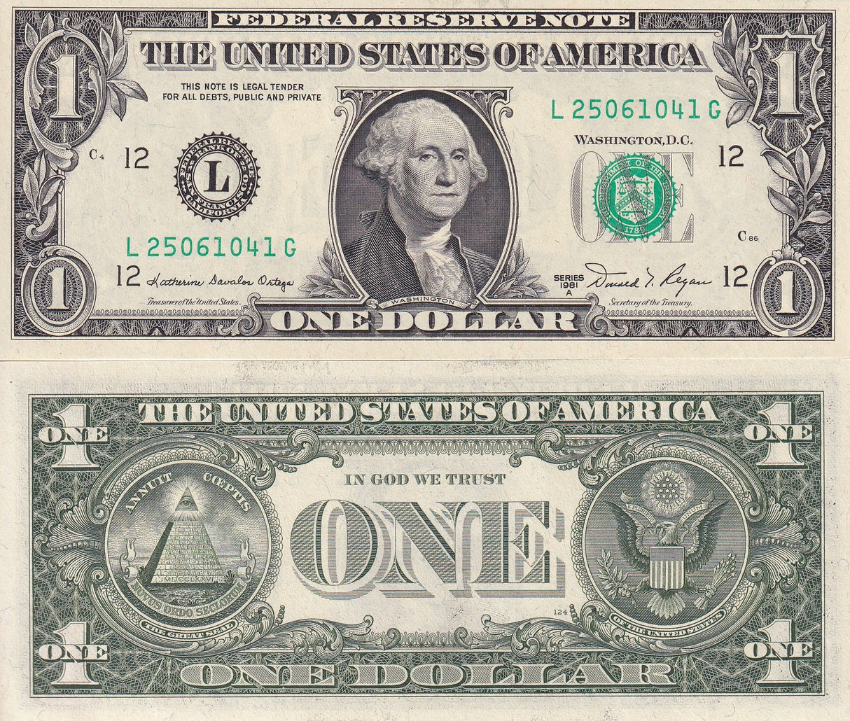 United States 1 Dollar Usa 1981A P 468 b San Francisco CA "L" UNC