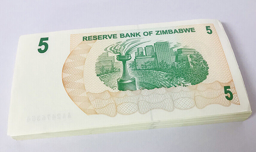 Zimbabwe 5 Dollars 2006 P 38 UNC LOT 100 PCS 1 Bundle