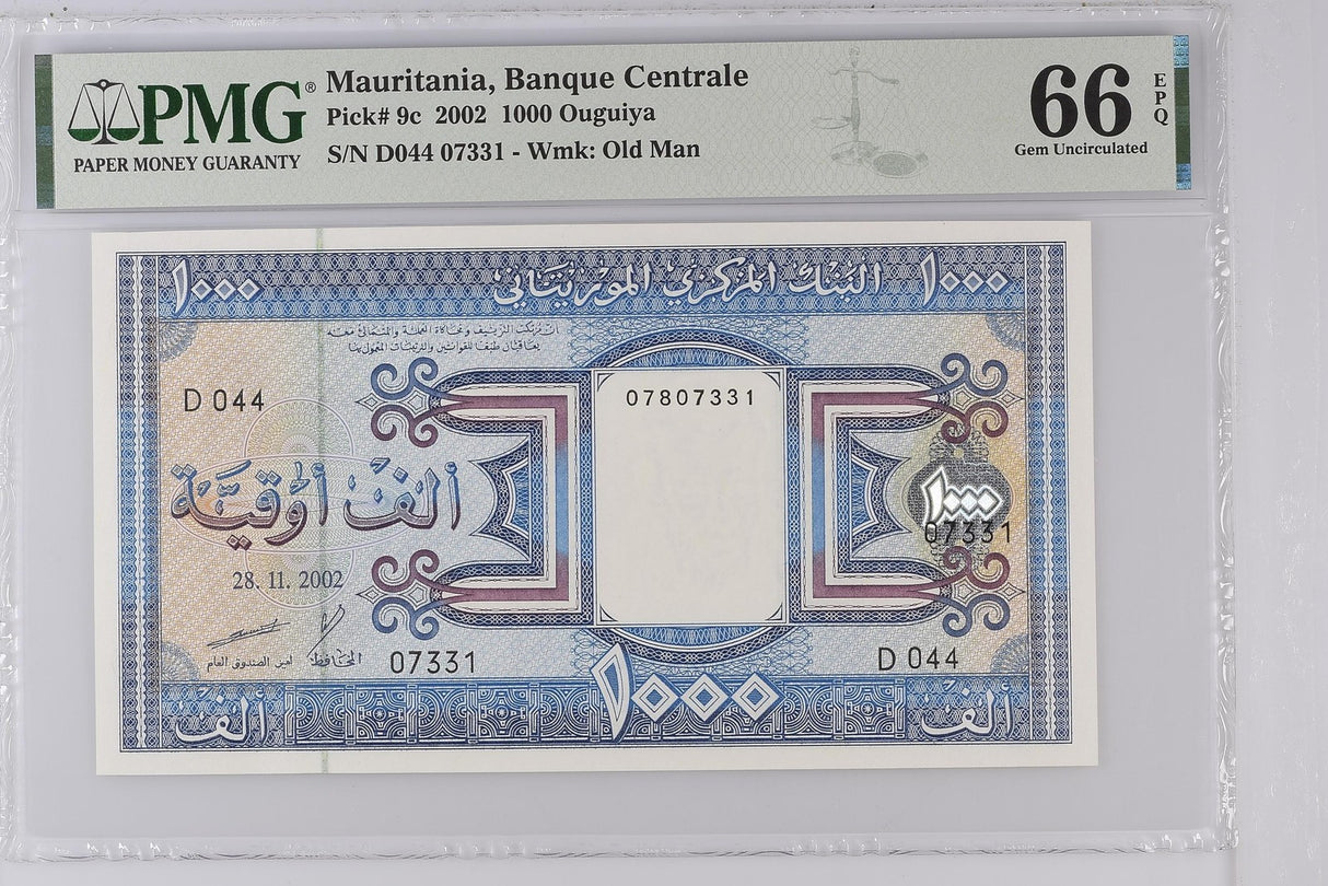 Mauritania 1000 Ouguiya 2002 P 9 c Gem UNC PMG 66 EPQ