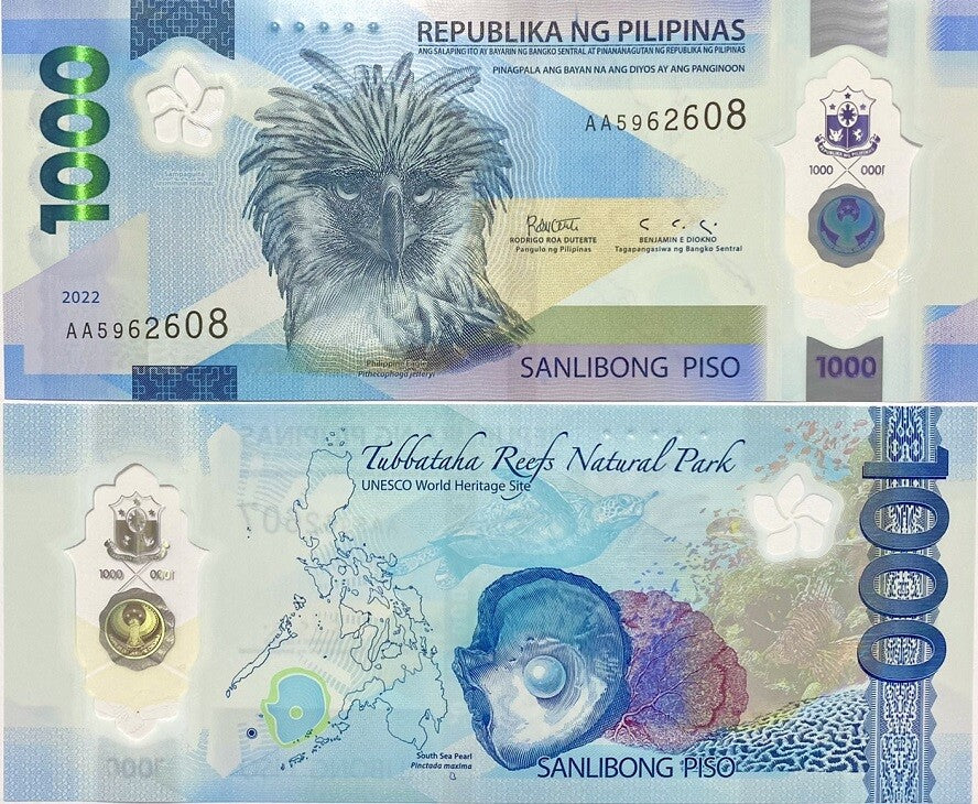 Philippines 1000 Pesos 2022 P 241 a AA Prefix Polymer UNC