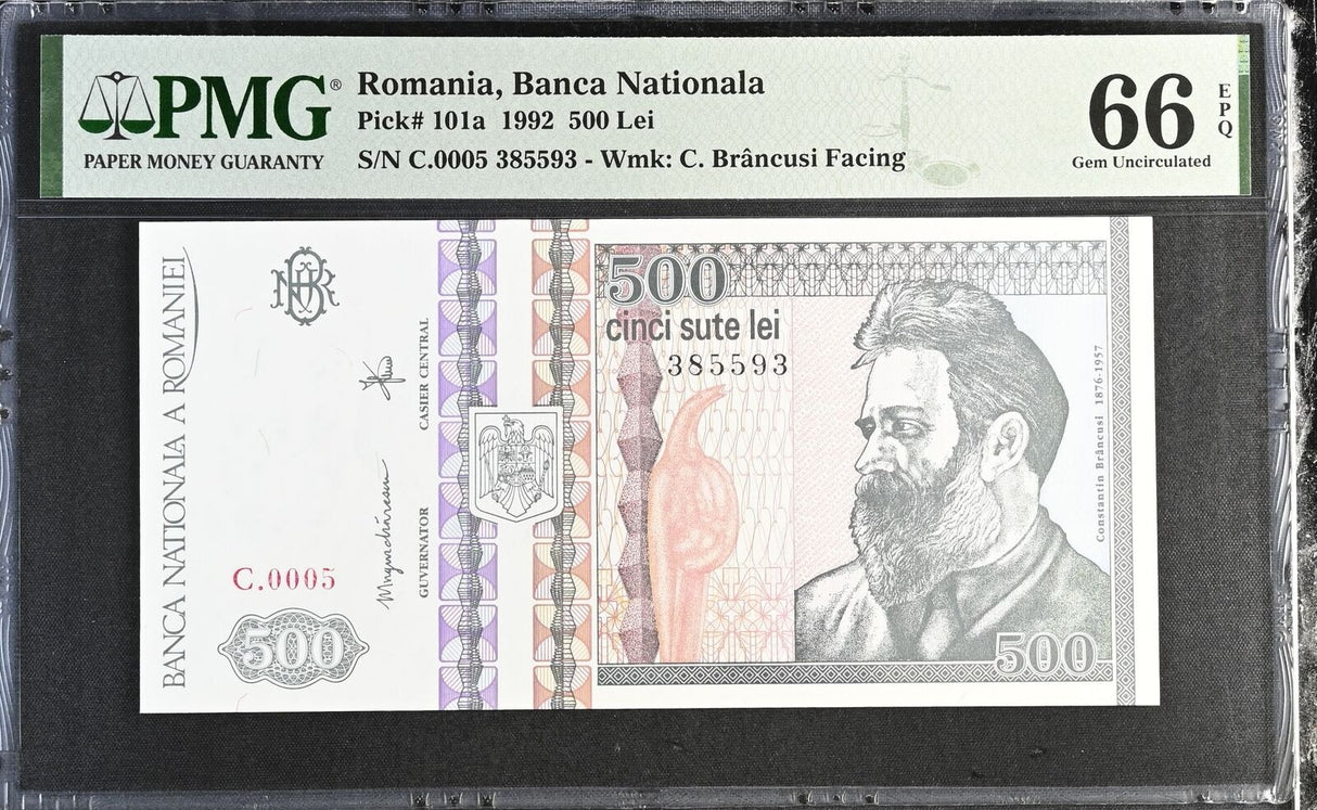 Romania 500 Lei 1992 P 101 a Gem UNC PMG 66 EPQ