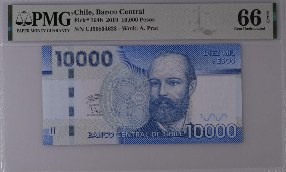 Chile 10000 Pesos 2019 P 164 h Gem UNC PMG 66 EPQ