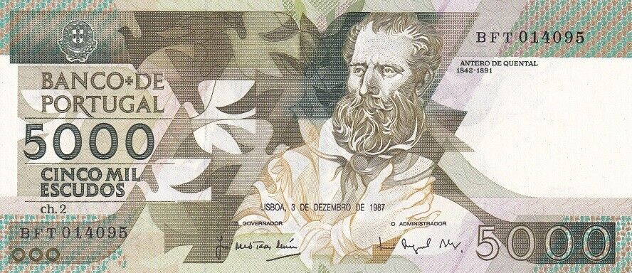 Portugal 5000 Escudos 1987 P 183 b AUnc