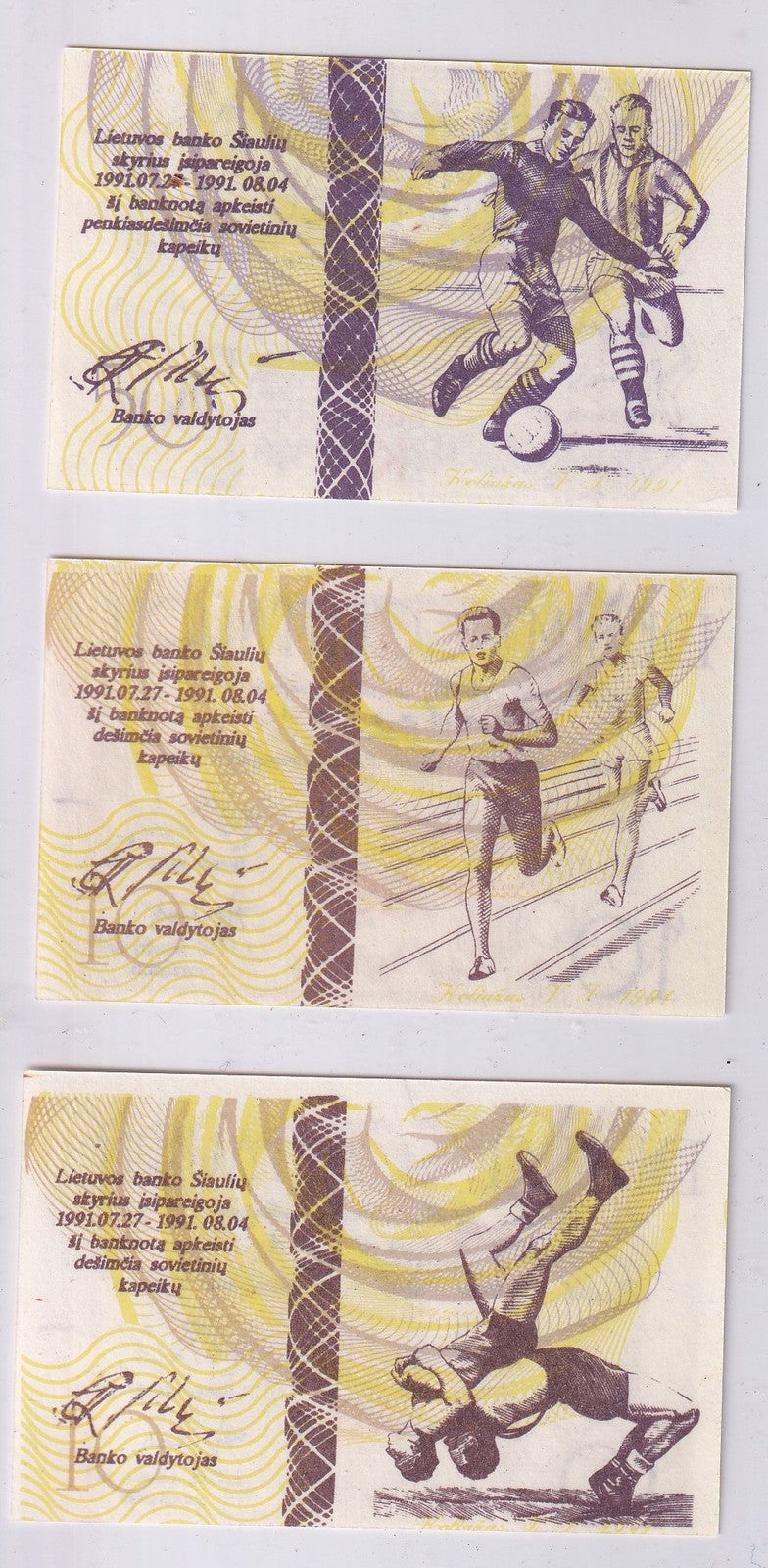 Lithuania Set of 3 Pcs 10 10 50 Sports Themed UNC
