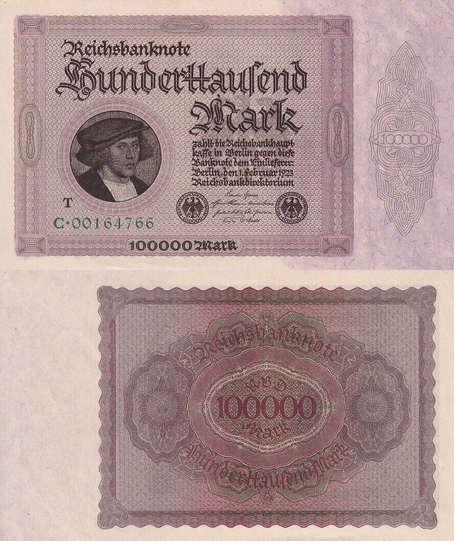 GERMANY Reichsbank 100000 Mark 1923 P 83 c AUnc