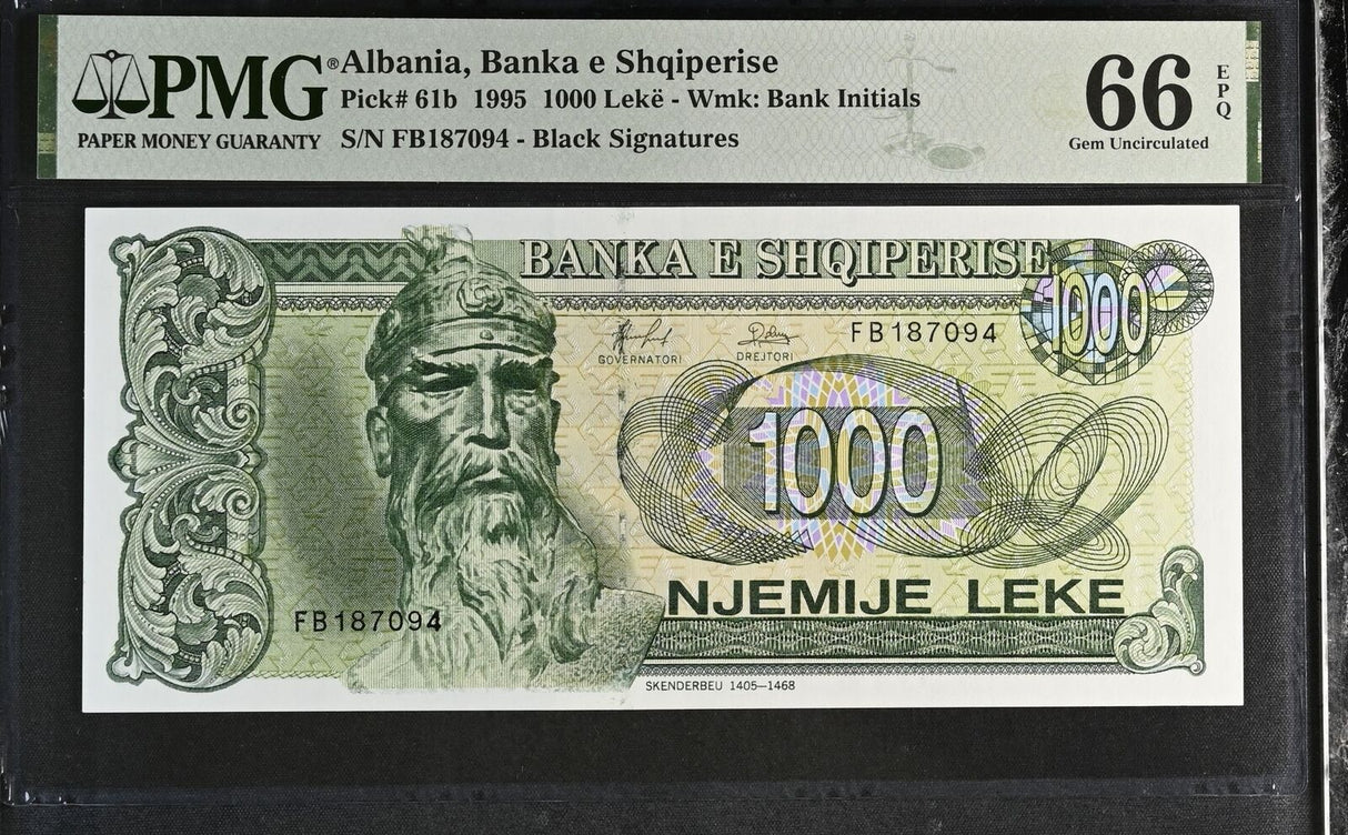 Albania 1000 Leke 1995 P 61 b Gem UNC PMG 66 EPQ