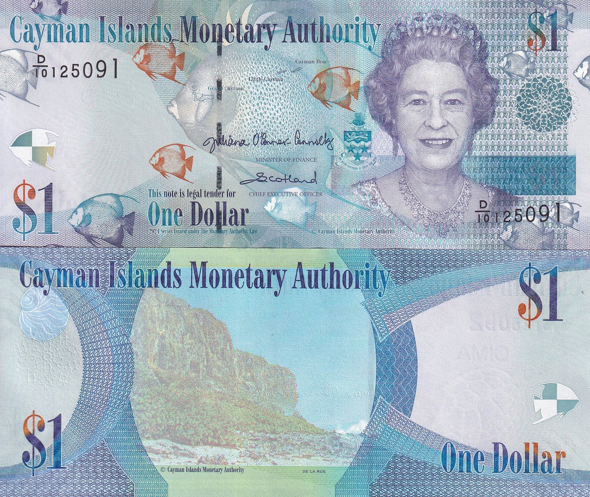 Cayman Islands 1 Dollar 2024/2025 P 38 D/10 New Sign UNC