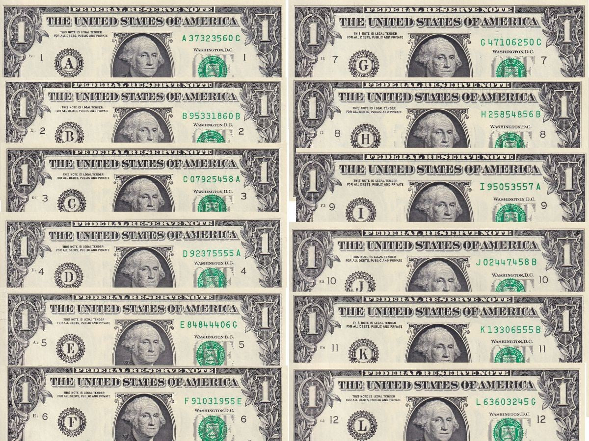 United States FULL SET 12 UNC 1 Dollar USA FRN A B C D E F G H I J K L 2006-2021