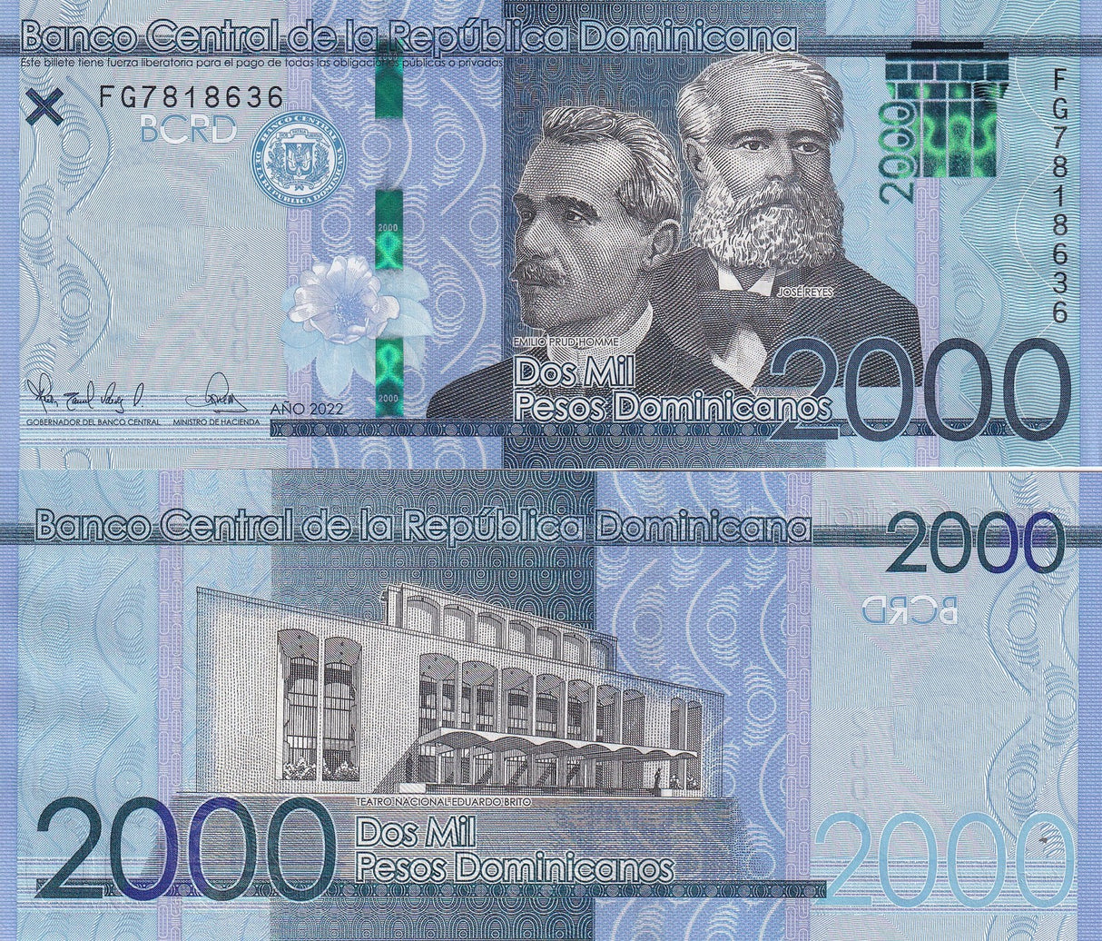 Dominican Republic 2000 Pesos 2022 P 194 UNC
