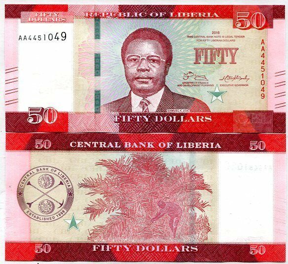 Liberia 50 Dollars 2016 P 34 a UNC