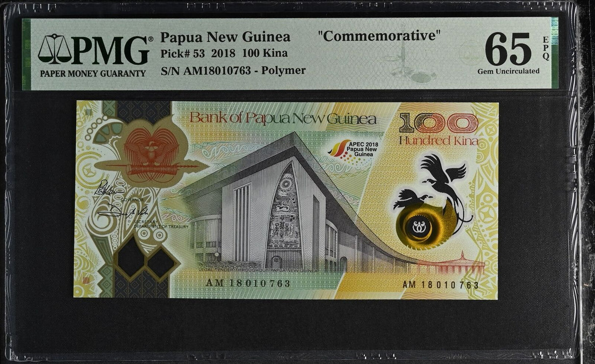 Papua New Guinea 100 Kina 2018 P 53 Comm. GEM UNC PMG 65 EPQ