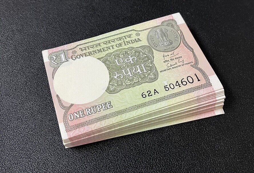 India 1 Rupee 2018 P 117 d UNC LOT 25 PCS 1/4 BUNDLE