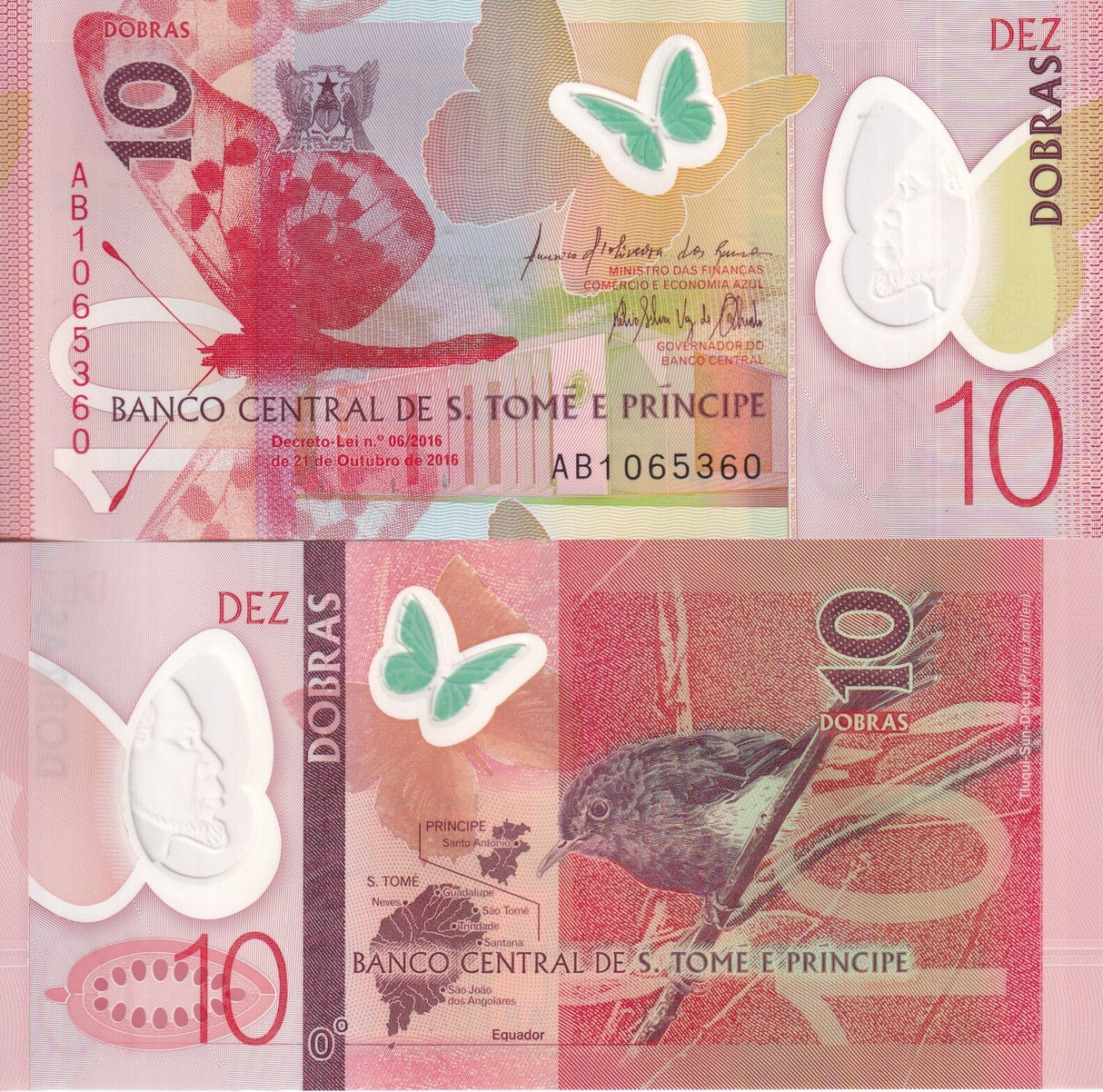 St. Thomas & Prince 10 Dobras 2016 P 71 Sao Tome Polymer UNC
