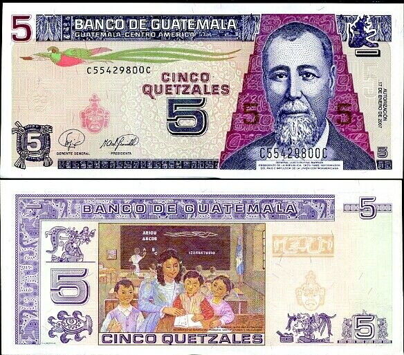 Guatemala 5 Quetzales 2007 P 106 c UNC