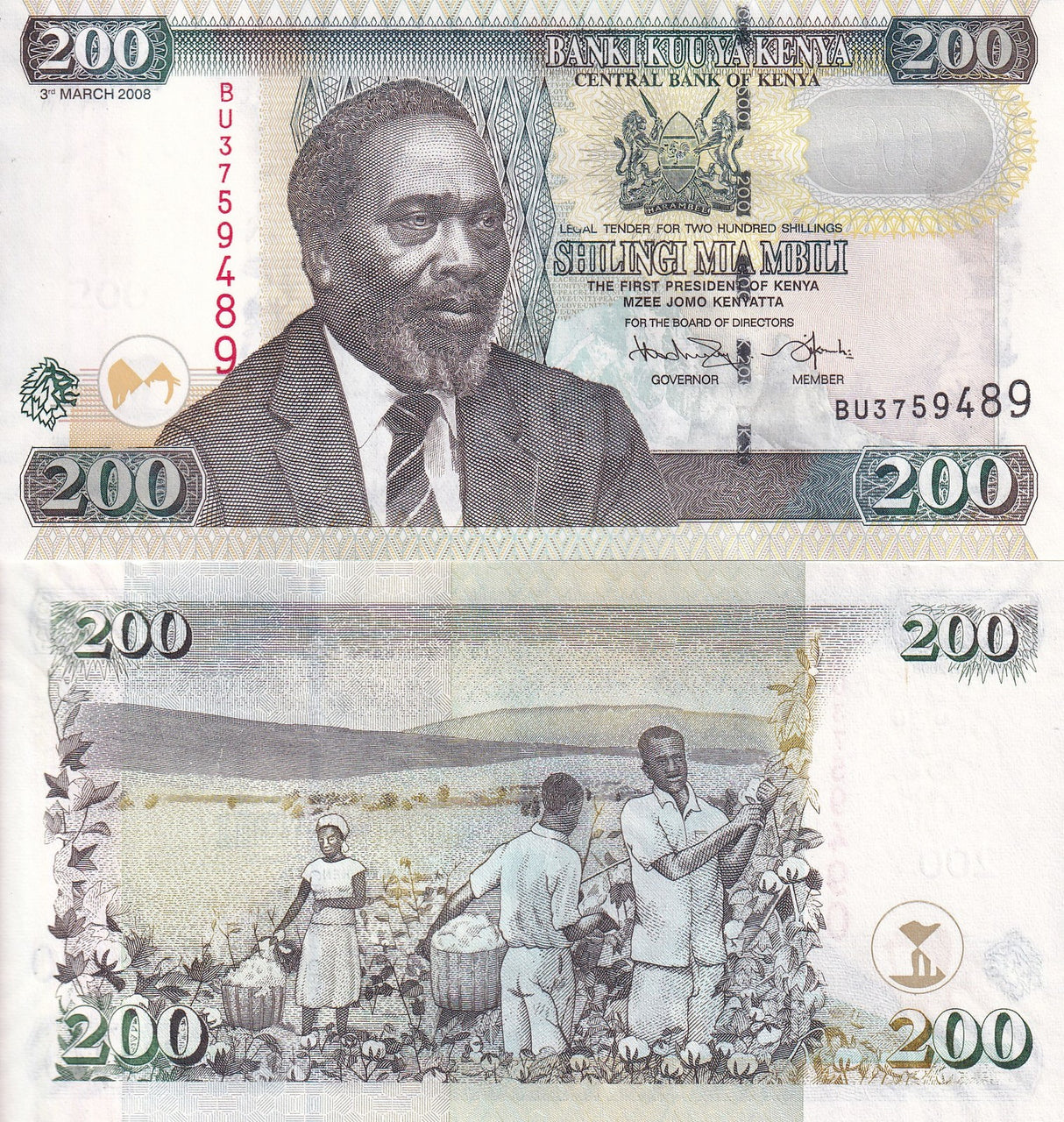 Kenya 200 Shillings 2008 P 49 c UNC