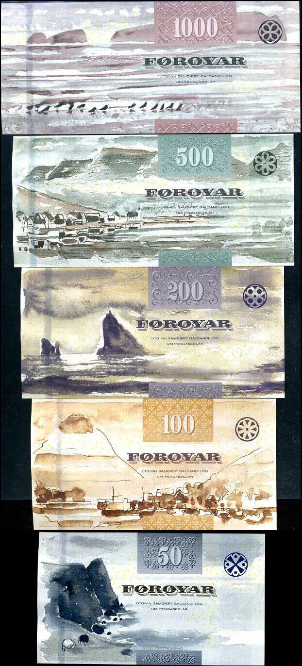 Faeroe Islands SET 5 UNC 50 100 200 500 1000 K 2011/2012 P 29 30 31 32 33