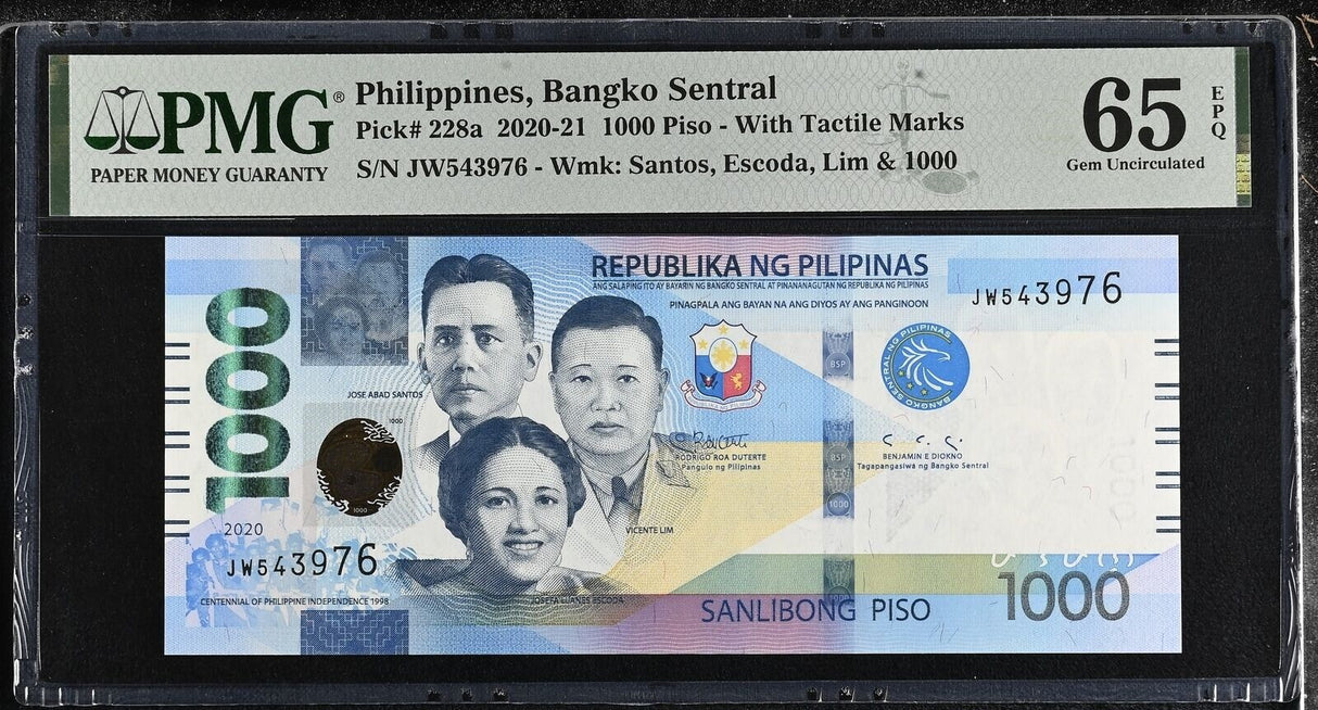 Philippines 1000 Pesos 2020 P 228 a Gem UNC PMG 65 EPQ