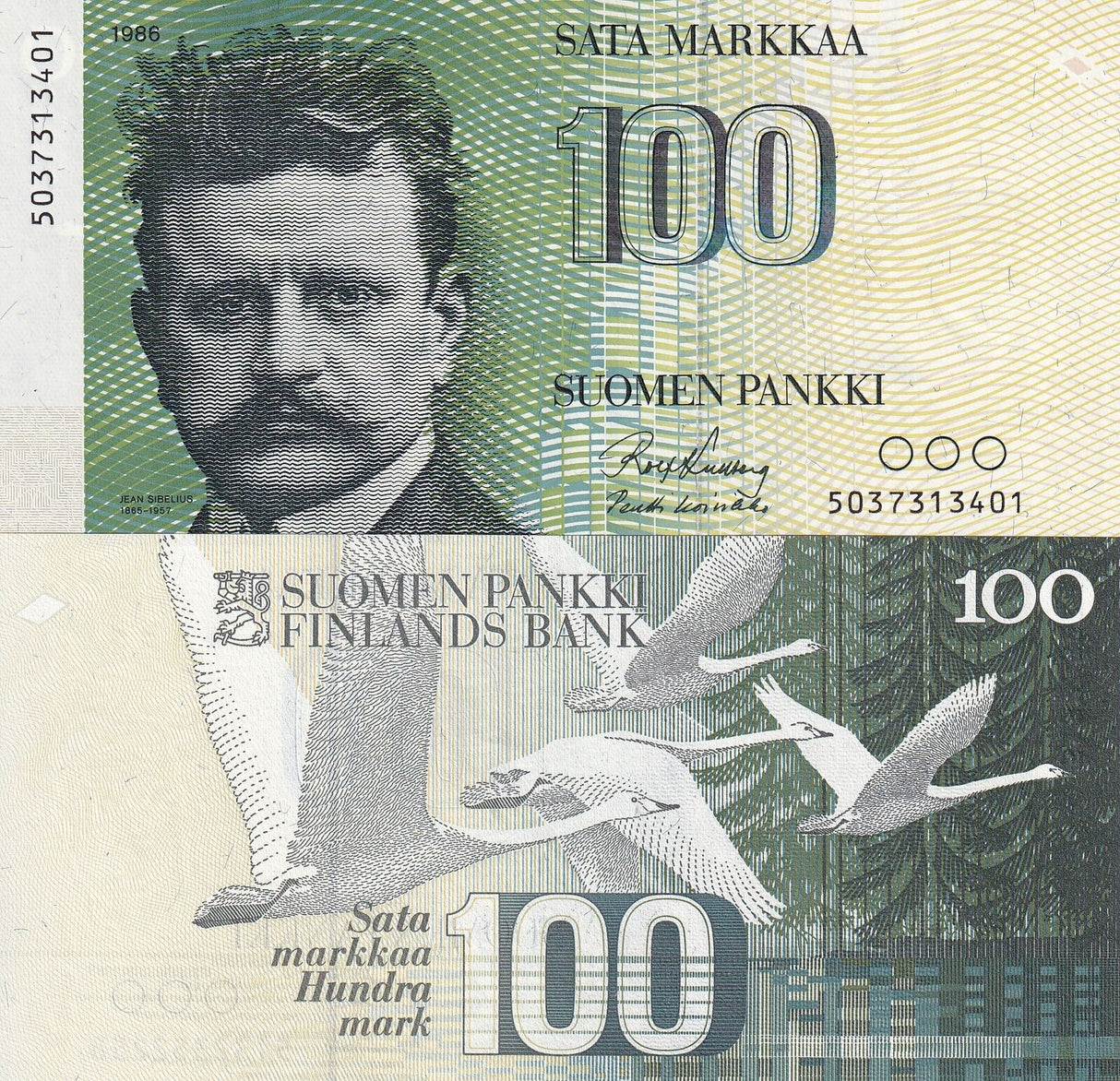 Finland 100 Markkaa 1986 Sign Kullberg Koivikko P 115 UNC
