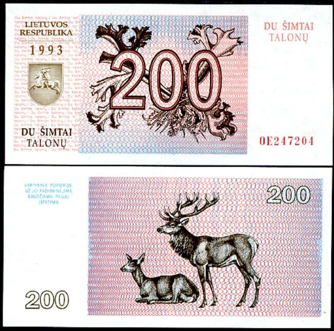 Lithuania 200 Talonu 1993 P 45 AUnc