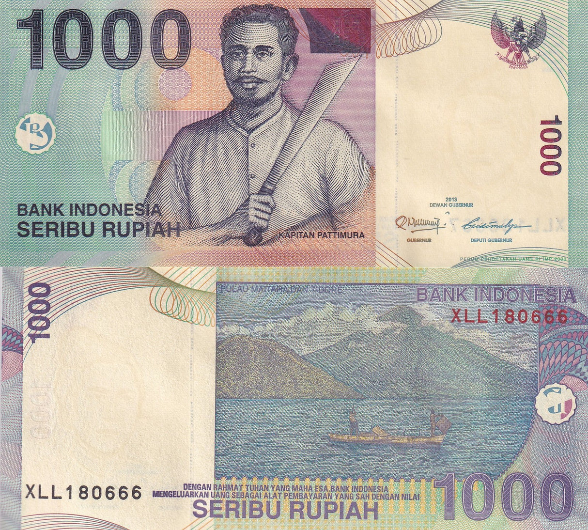 Indonesia 1000 Rupiah P 141 X Replacement Random Date & Sign UNC