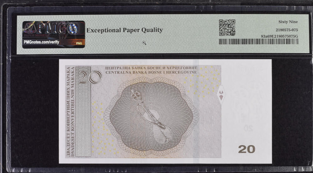 Bosnia 20 Convertible Maraka 2012 P 83 a Superb Gem UNC PMG 69 EPQ
